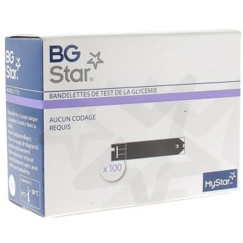 BGStar Bandelettes de Test de la Glyc&eacute;mie Sanofi - bo&icirc;te de 100 bandelettes