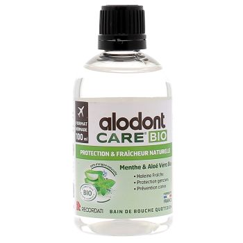 Bain de bouche quotidien protection & fra&icirc;cheur naturelle bio Alodont Care - flacon de 100 ml