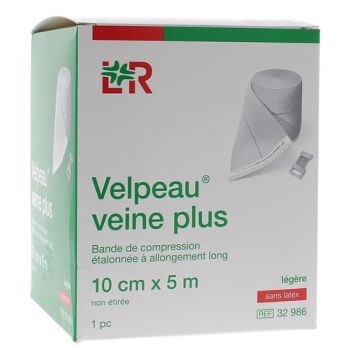 Bande de compression veine plus l&eacute;g&egrave;re sans latex Velpeau - 1 bande de 10cmx5m