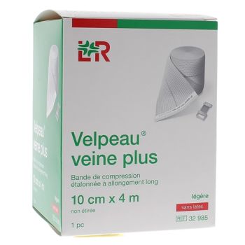 Bande de compression veine plus l&eacute;g&egrave;re sans latex Velpeau - 1 bande de 10cmx4m