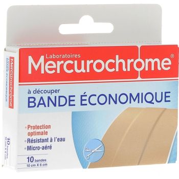 Bande &eacute;conomique &agrave; d&eacute;couper Mercurochrome - bo&icirc;te de 10 bandes