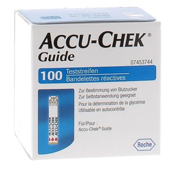 Bandelettes Accu-Chek Guide mesure de glyc&eacute;mie - bo&icirc;te de 100 bandelettes