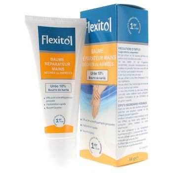 Baume r&eacute;parateur mains s&egrave;ches ou ab&icirc;m&eacute;es Flexitol - tube de 56g