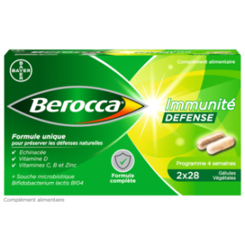 Berocca Immunit&eacute; D&eacute;fense Vitamine D, C, B et Zinc Lot de 2 x 28 g&eacute;lules v&eacute;g&eacute;tales