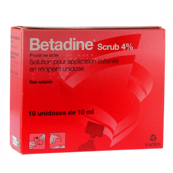 Betadine scrub 4% solution pour application cutan&eacute;e - bo&icirc;te de 10 unidoses de 10ml