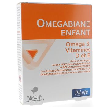 Omegabiane enfant om&eacute;ga 3, vitamines D et E Pileje - bo&icirc;te de 27 pastilles g&eacute;lifi&eacute;es