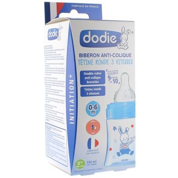 Biberon Initiation+ t&eacute;tine ronde 3 vitesses bateau 0-6mois Dodie - Biberon de 150ml