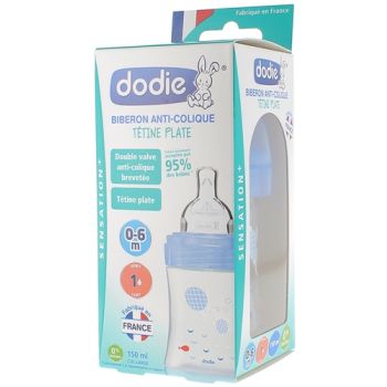 Biberon Sensation+ d&eacute;bit lent mer 0-6mois Dodie - Biberon de 150ml