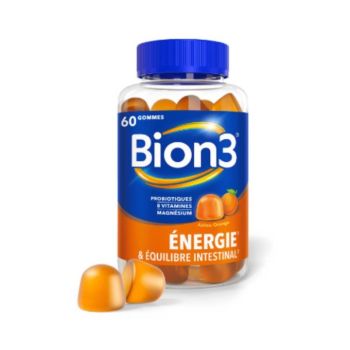 Bion 3 &eacute;nergie & &eacute;quilibre intestinal ar&ocirc;me orange - pot de 60 gummies