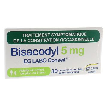 Bisacodyl 5 mg EG labo - 30 comprim&eacute;s enrob&eacute;s