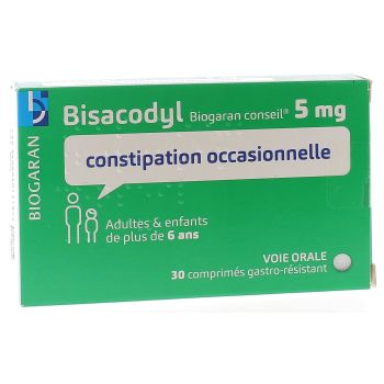 Bisacodyl Biogaran Conseil 5 mg - bo&icirc;te de 30 comprim&eacute;s gastro-r&eacute;sistants