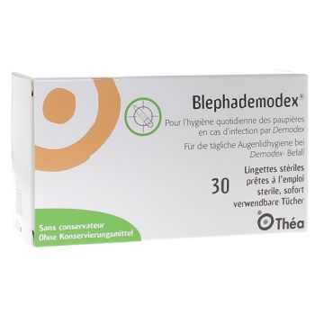 Blephademodex lingettes impr&eacute;gn&eacute;es hygi&egrave;ne des paupi&egrave;res Th&eacute;a - bo&icirc;te de 30 lingettes