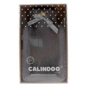 Bouillotte &agrave; eau avec housse grise brillante Calindoo - bouillotte de 2L