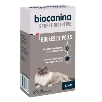 Boules de poils sph&egrave;re digestive chats Biocanina - boite de 12 jellies