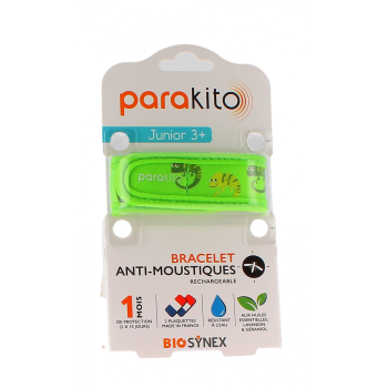 Bracelet anti-moustique rechargeable junior Cam&eacute;l&eacute;on Para'kito - 1 bracelet + 2 recharges