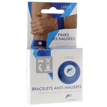 Bracelet anti-naus&eacute;es adulte bleu taille large Pharmavoyage - une paire de bracelet
