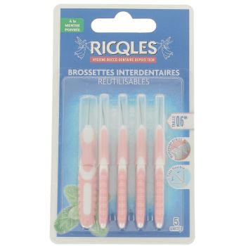 Brossettes interdentaires 0,6 mm Ricqles - 5 brossettes r&eacute;utilisables