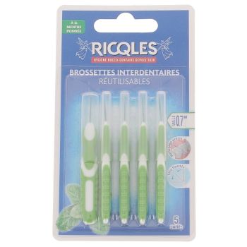 Brossettes interdentaires 0,7 mm Ricqles - 5 brossettes r&eacute;utilisables