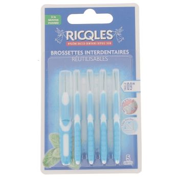 Brossettes interdentaires 0,9 mm Ricqles - 5 brossettes r&eacute;utilisables