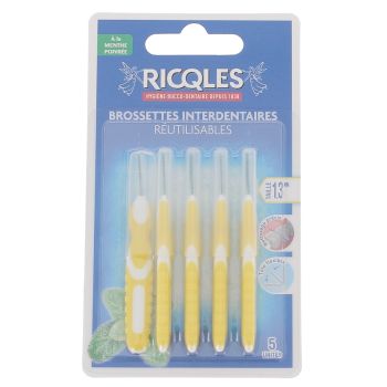 Brossettes interdentaires 1,3 mm Ricqles - 5 brossettes r&eacute;utilisables