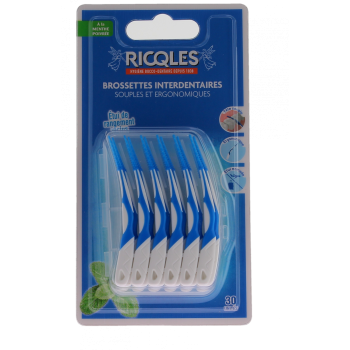 Brossettes interdentaires souples et ergonomiques Ricqles - bo&icirc;te de 30 unit&eacute;s