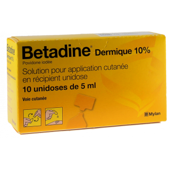 B&eacute;tadine dermique 10% solution pour application cutan&eacute;e - 10 r&eacute;cipients unidoses
