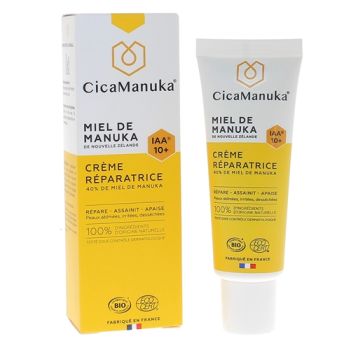 Cr&egrave;me r&eacute;paratrice 40% de Miel de Manuka IAA 10+ bio CicaManuka - tube de 40 ml