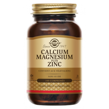 Calcium Magn&eacute;sium Zinc Solgar - pot de 100 comprim&eacute;s