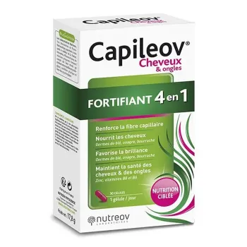Capileov Fortifiant 4 en 1 cheveux et ongles Nutreov - bo&icirc;te de 30 g&eacute;lules