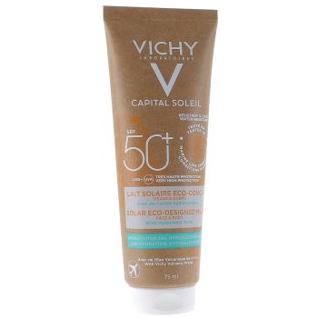 Capital Soleil Lait solaire &eacute;co-con&ccedil;u SPF50+ Vichy - tube de 75ml format voyage