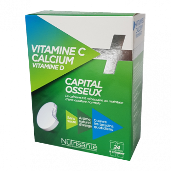 Capital osseux Vitamine C + D + Calcium Nutrisant&eacute; - boite de 24 comprim&eacute;s