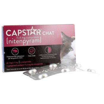 Capstar chat 11,4 mg comprim&eacute;s de nitenpyram - 6 comprim&eacute;s