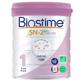 Lait de ch&egrave;vre en poudre SN-2 1er &acirc;ge bio Biostime - pot de 800g