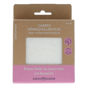 Carr&eacute;s d&eacute;maquillants lavables Sanodiane - lot de 5 cotons