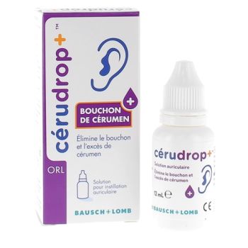 CeruDrop+ Solution auriculaire exc&egrave;s de c&eacute;rumen Bausch Lomb - flacon de 12ml