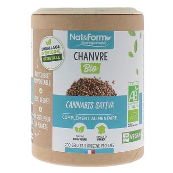 Chanvre bio Nat&Form - pot de 200 g&eacute;lules