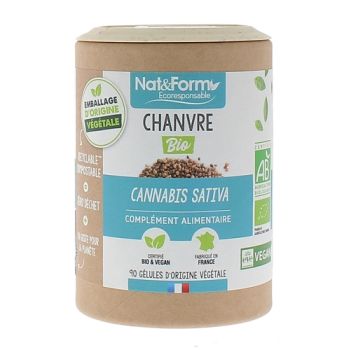 Chanvre bio Nat&Form - pot de 90 g&eacute;lules