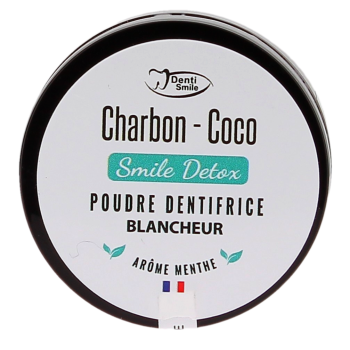 Charbon coco poudre dentifrice ar&ocirc;me menthe Denti Smile - flacon de 10 g