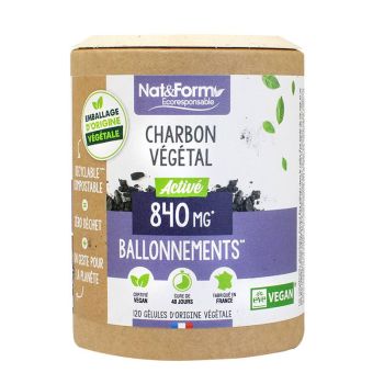 Charbon v&eacute;g&eacute;tal activ&eacute; Ecoresponsable Nat&Form - boite de 120 g&eacute;lules