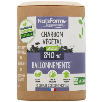 Charbon v&eacute;g&eacute;tal activ&eacute; Nat&Form - boite de 45 g&eacute;lules