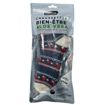 Chaussettes bien-&ecirc;tre aloe vera bleue et rouge SanoSoin - une paire de chaussettes