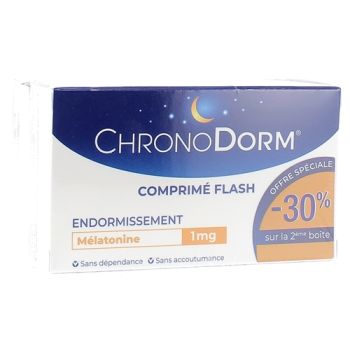 Chronodorm m&eacute;latonine 1 mg Iprad - 2 boites de 30 comprim&eacute;s