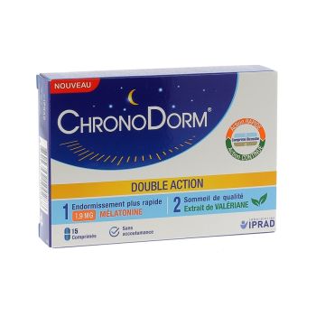 Chronodorm Double Action m&eacute;latonine 1,9 mg et plantes - bo&icirc;te de 15 comprim&eacute;s