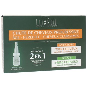 Chute de cheveux progressive 2 en 1 Lux&eacute;ol - bo&icirc;te de 14 fioles
