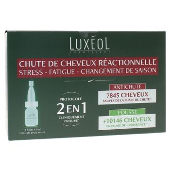 Chute de cheveux r&eacute;actionnelle 2 en 1 Lux&eacute;ol - bo&icirc;te de 14 fioles