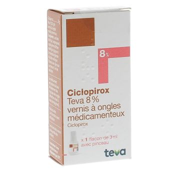 Ciclopirox 8% vernis &agrave; ongles m&eacute;dicamenteux Teva - flacon de 3ml
