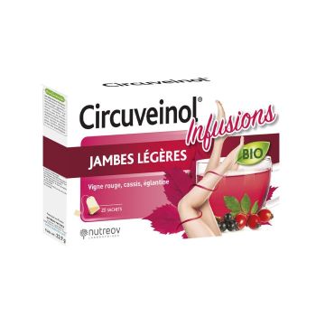 Circuveinol Infusion jambes l&eacute;g&egrave;res bio Nutreov - bo&icirc;te de 20 sachets