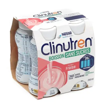 Clinutren Boisson sans sucres Fraise Nestl&eacute; - 4 bouteilles de 200ml