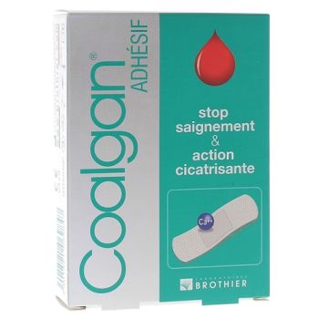 Coalgan Adh&eacute;sif arr&ecirc;te le saignement Brothier - bo&icirc;te de 12 pansements