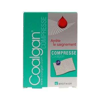 Coalgan compresse arr&ecirc;te le saignement Brothier - bo&icirc;te de 5 compresses h&eacute;mostatiques